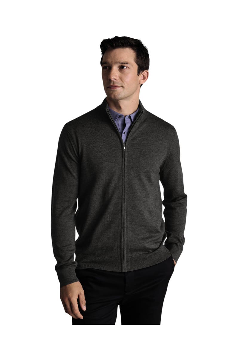 Charles Tyrwhitt Pure Merino Full Zip Through Cardigan, Main, color, Grey