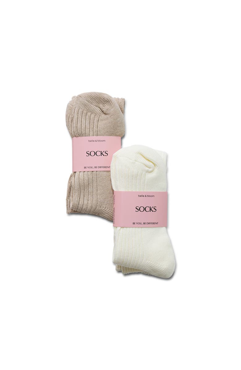 Belle & Bloom Go For It 2 Pack Socks, Alternate, color, Beige