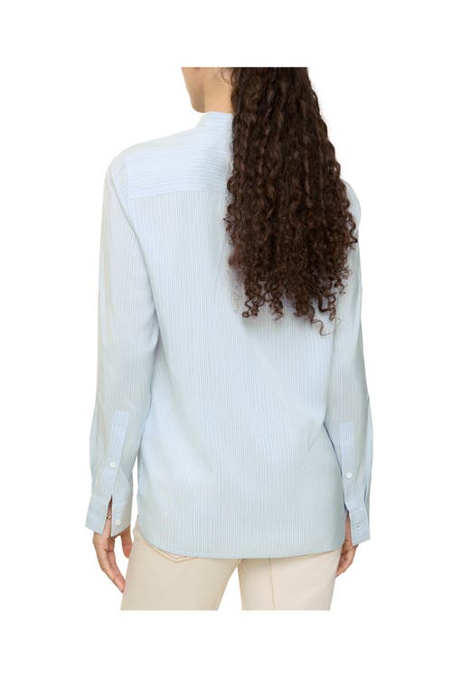 Burberry Relaxed Fit Striped Silk Poplin Shirt In Blue