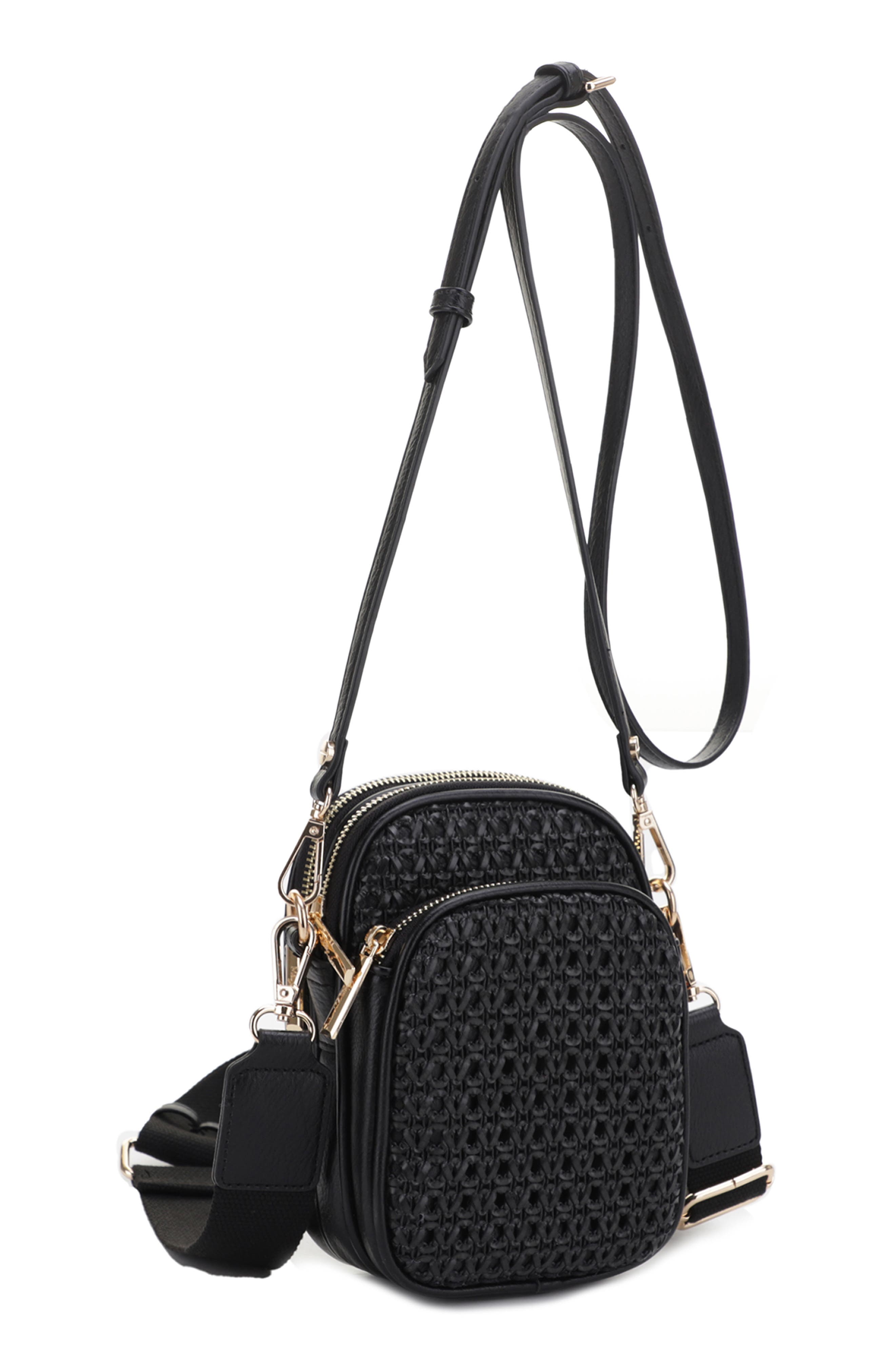 Mali + Lili Josephine Woven Vegan Leather Crossbody Bag, Main, color, 