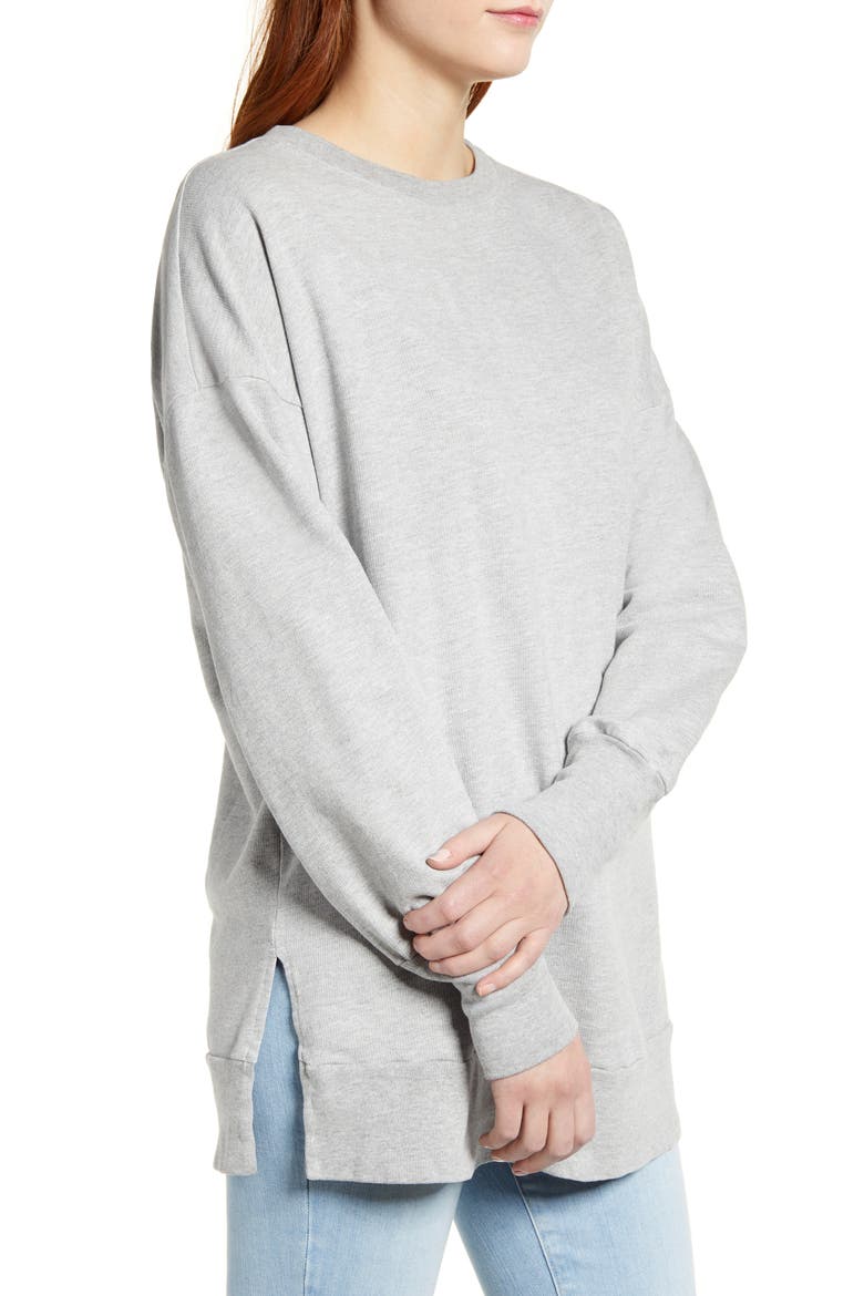 Side Slit Cotton Sweatshirt, Alternate, color, GREY HEATHER