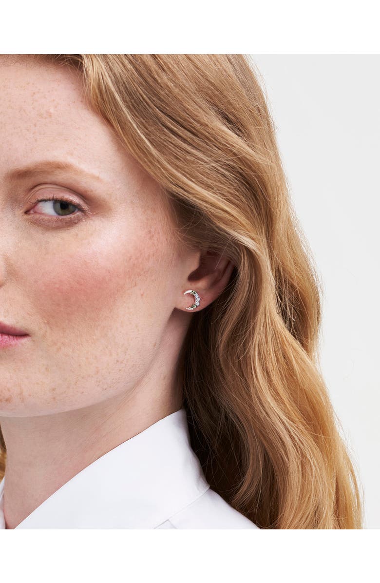 Fable England Nightshade Moon Silver Stud Earrings, Alternate, color, Silver