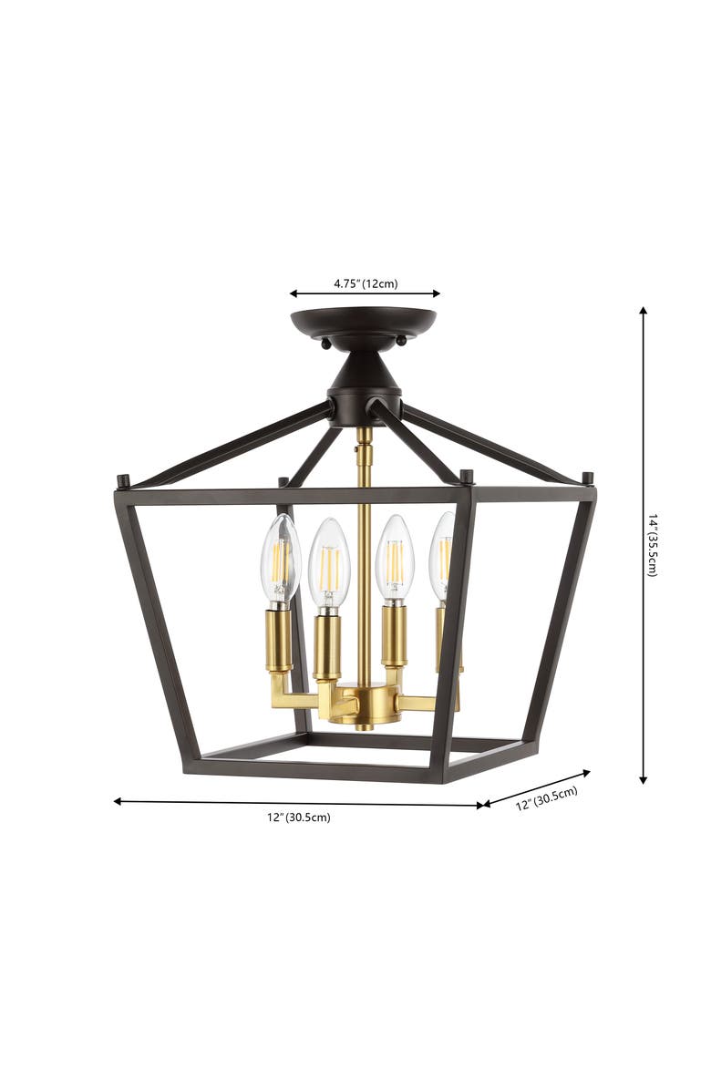 JONATHAN Y Plains 4-Light Iron Modern Farmhouse LED Flush Mount, Alternate, color, Oil Rubbed Bronze/Brass Gold