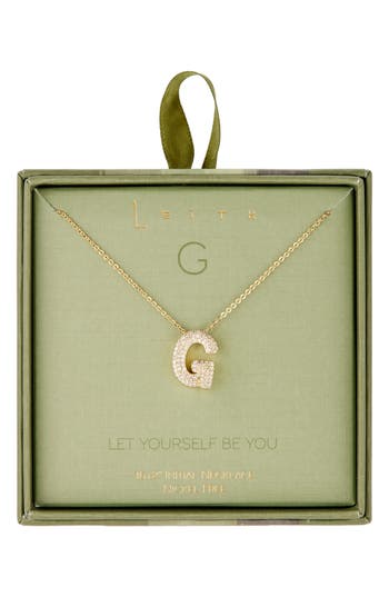 Leith Pavé Cubic Zirconia Initial Pendant Necklace In Gold
