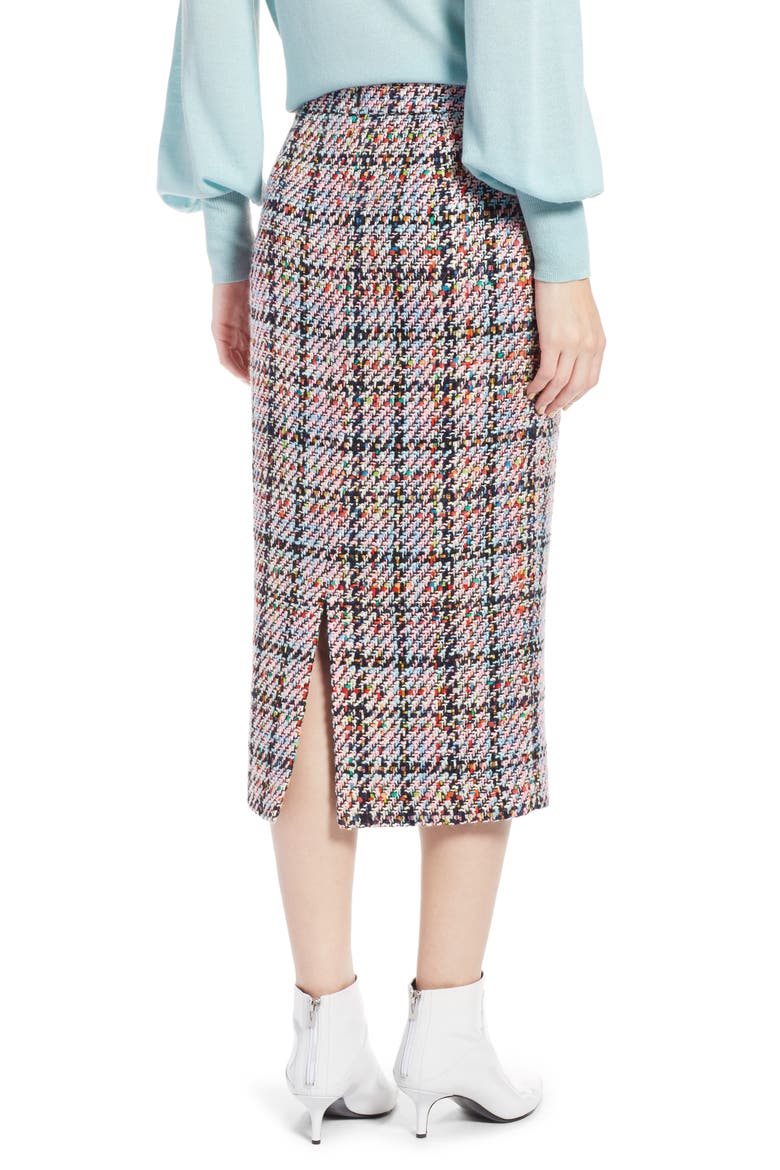 Tweed Midi Skirt, Alternate, color, PINK MULTI TWEED