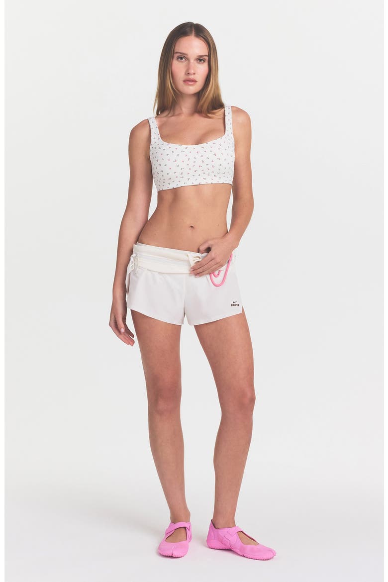 Matte Floral Scoop Neck Bra, Alternate, color, NSKM ACTV IVORY/ NSKM FLAMINGO