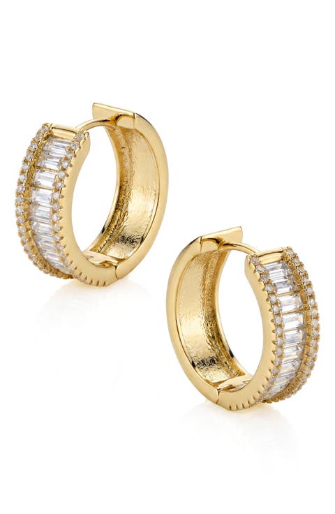 Cubic Zirconia Huggie Hoop Earrings