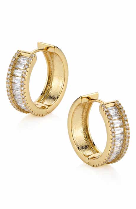 CZ by Kenneth Jay Lane Cubic Zirconia Huggie Hoop Earrings