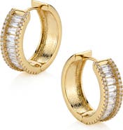 CZ by Kenneth Jay Lane Cubic Zirconia Huggie Hoop Earrings