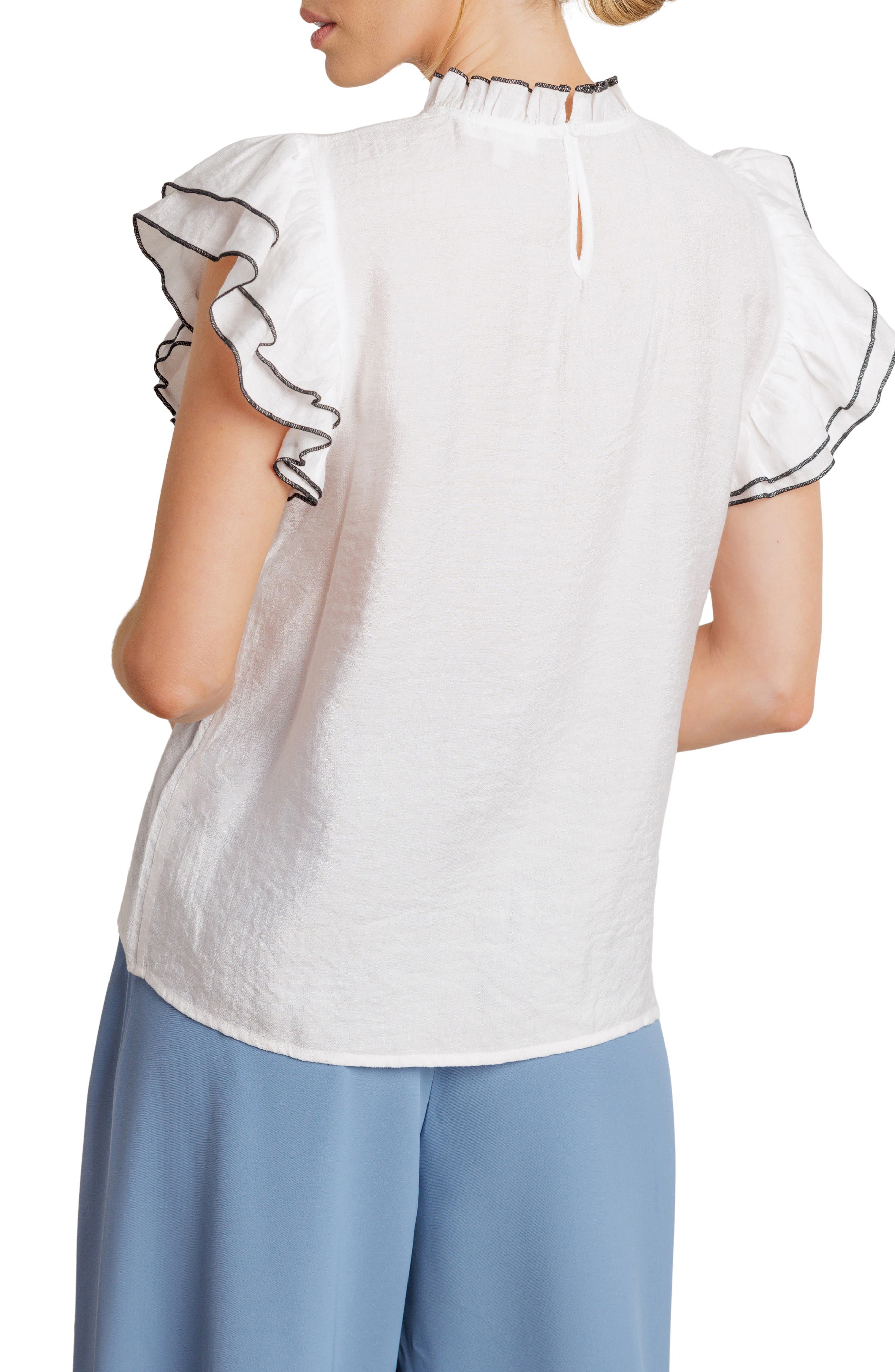 Contrast Stitching Ruffle Top - image 2