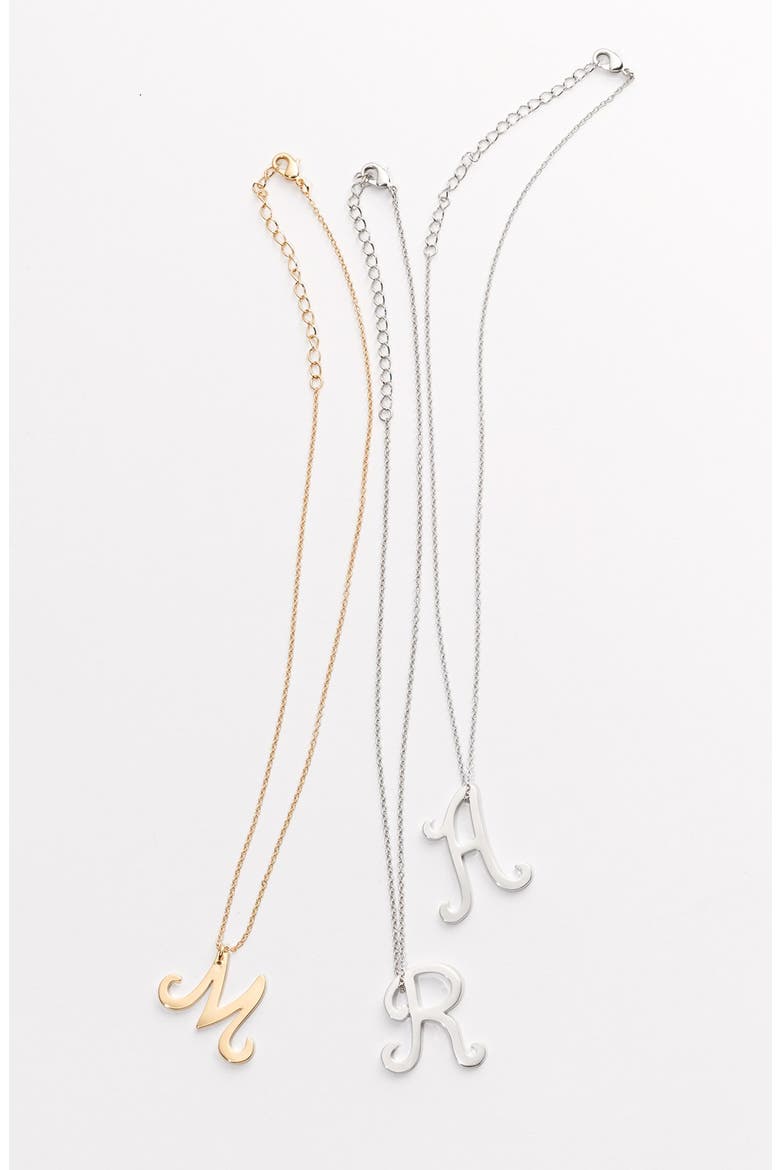 Collection Silver Scroll Initial Pendant Necklace, Alternate, color, L- SILVER