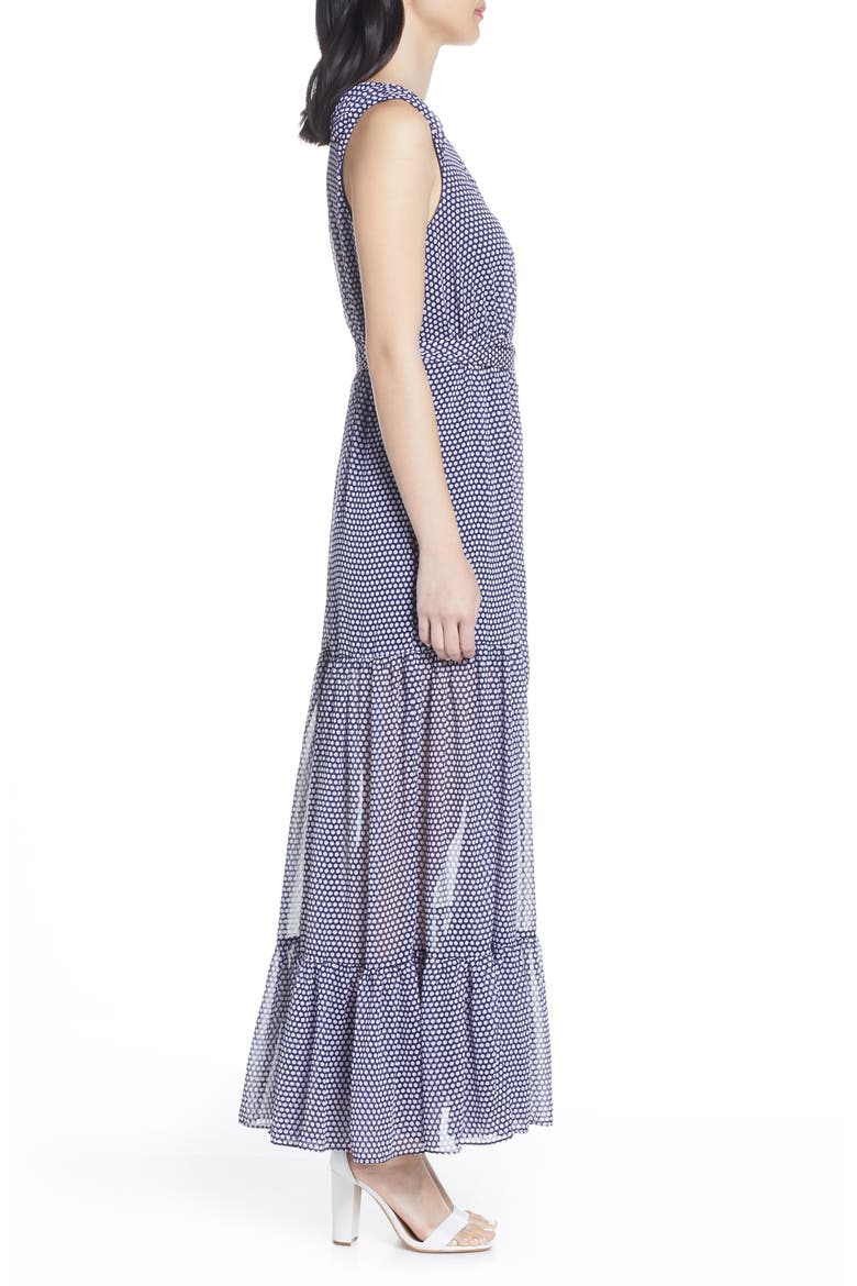 Polka Dot Maxi Dress, Alternate, color, NAVY/ BLUSH