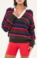 P.E Nation Retreat Stripe Johnny Collar Sweater