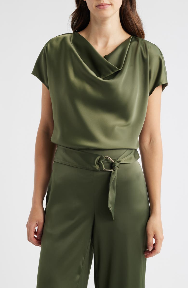 Anne Klein Cowl Neck Satin Top, Main, color,