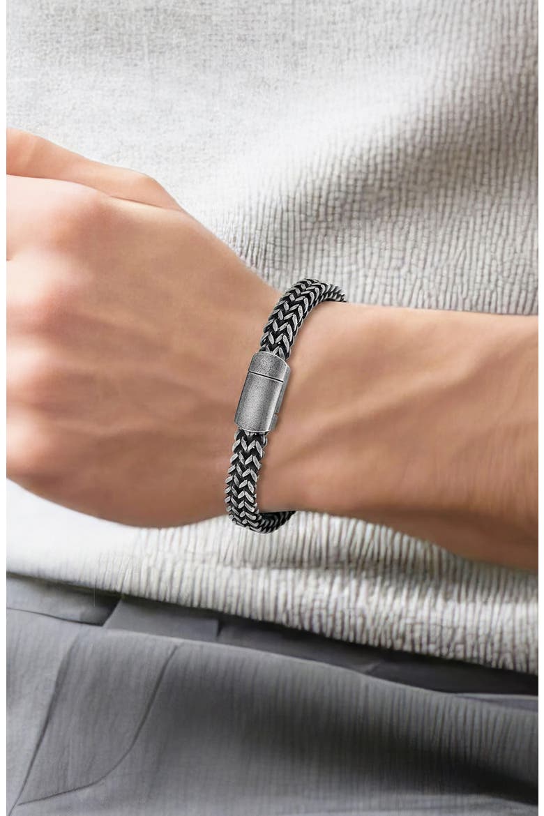 Men's Double Franco Chain Bracelet, Alternate, color, BLACK