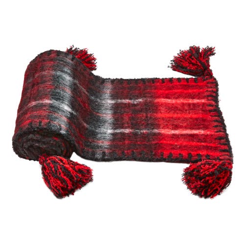 Tag Snowmass Red Multi Tassled Mohair Table Runner For Christmas In Red