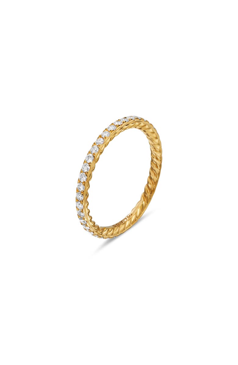 David Yurman DY Eden Band Ring in 18K Yellow Gold with Pavé Diamonds, Alternate, color, Gold