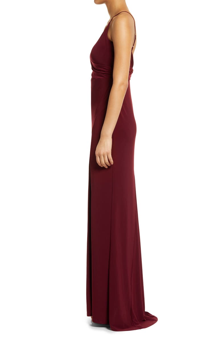 Jump Apparel Ruched Waist Jersey Column Gown, Alternate, color, 