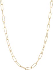 FZN 14K Gold Over Sterling Silver Diamond Cut Paperclip Chain Necklace