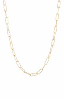 FZN 14K Gold Over Sterling Silver Diamond Cut Paperclip Chain Necklace