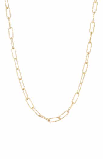 FZN 14K Gold Over Sterling Silver Diamond Cut Paperclip Chain Necklace