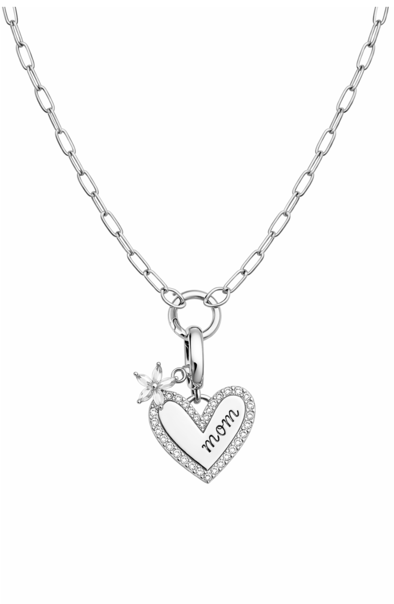 Hollywood Sensation Bloom MOM Heart Necklace, Alternate, color, Silver