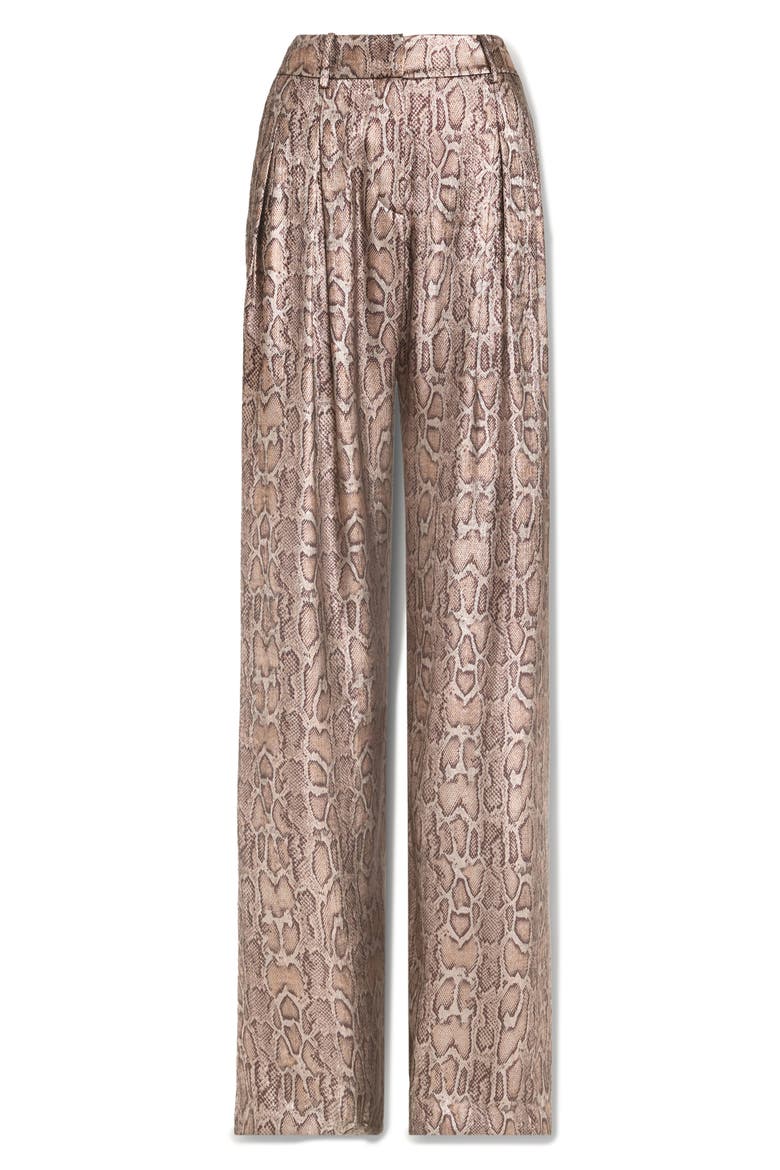Oscar Pleated Wide Leg Pants, Alternate, color, METALLIC PYTHON