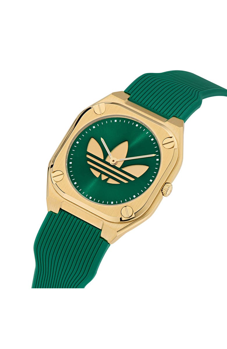 adidas City Tech Green Thin Silicone Strap Watch, 39mm, Alternate, color,