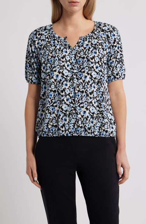 AK ANNE KLEIN Floral Peasant Top
