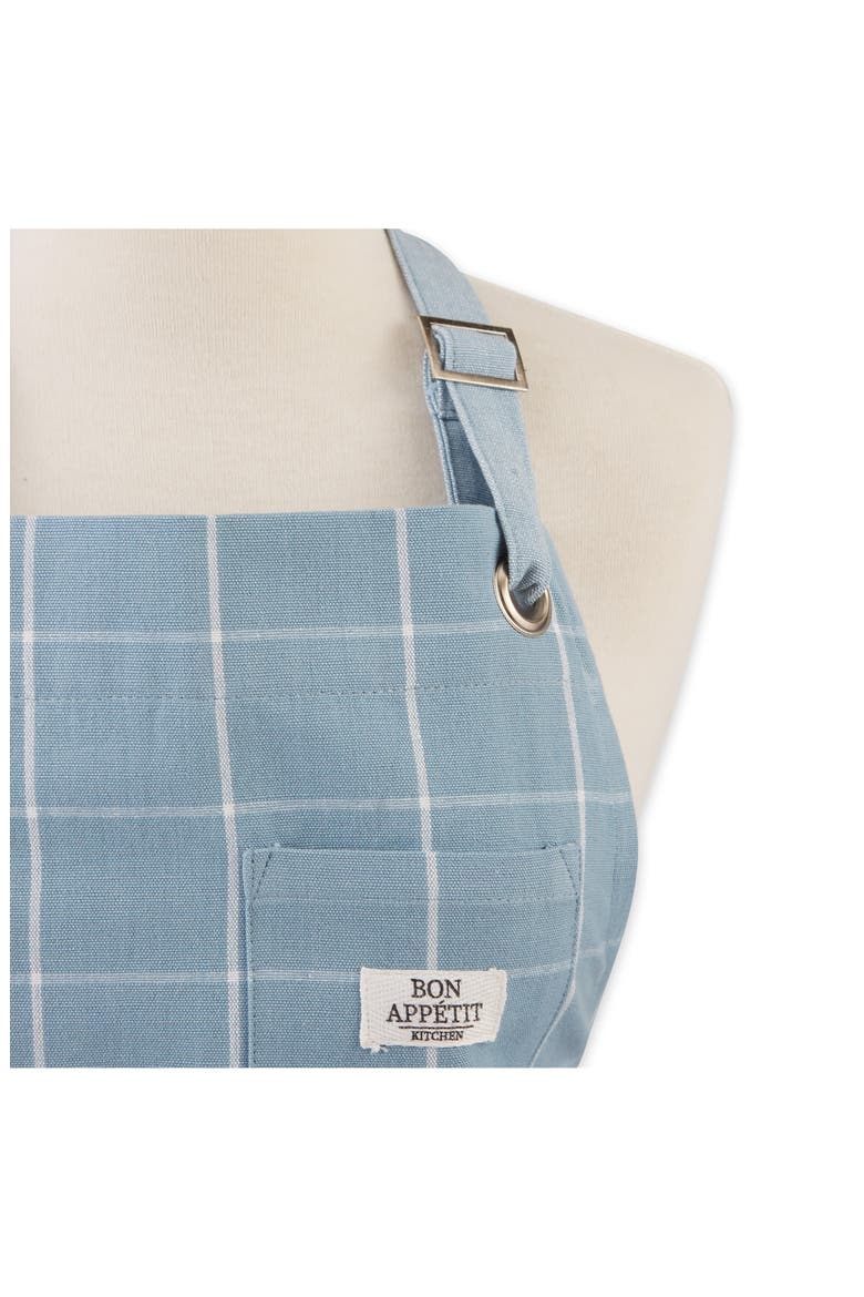Windowpane Print Cotton Apron, Alternate, color, BLUE