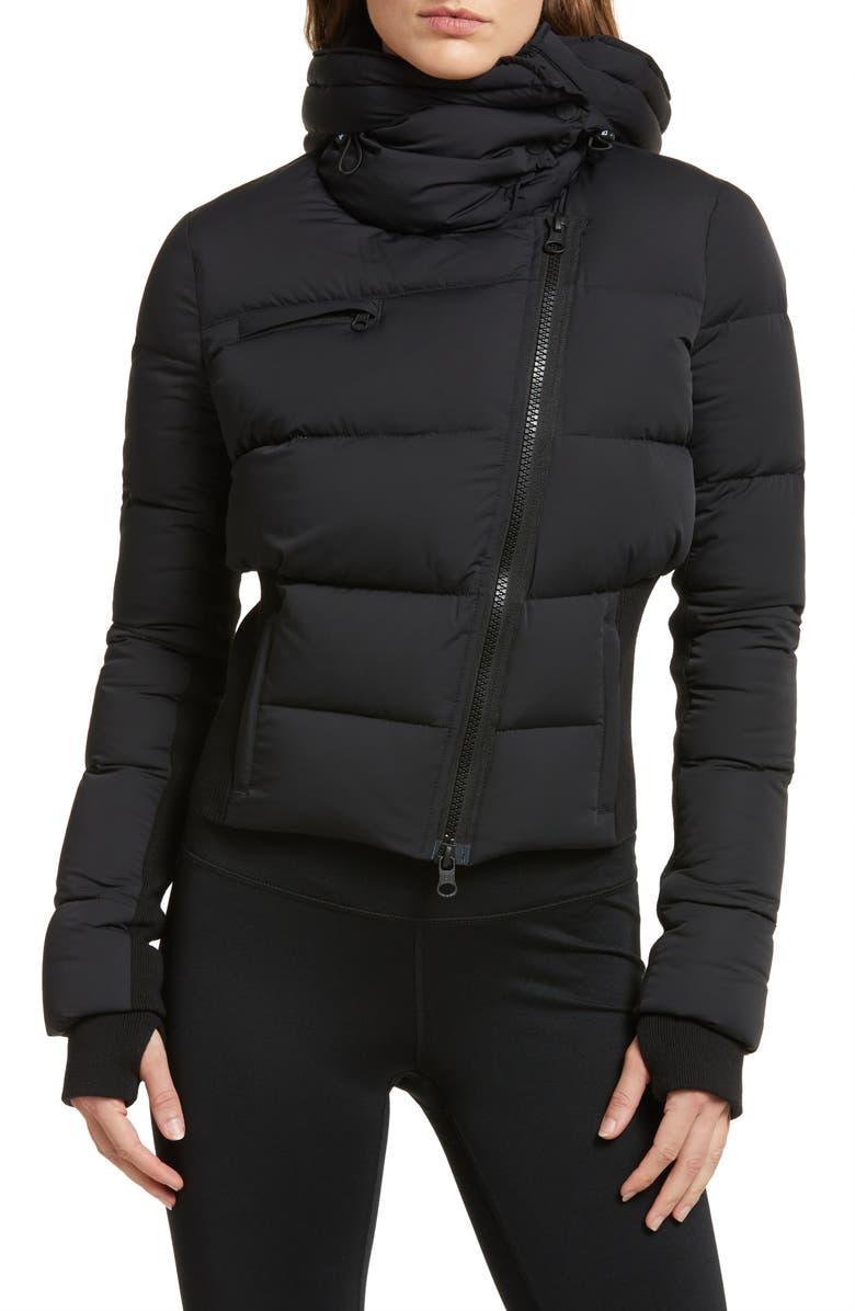 Blanc Noir Asymmetric Zip Crop Puffer Jacket, Alternate, color, 
