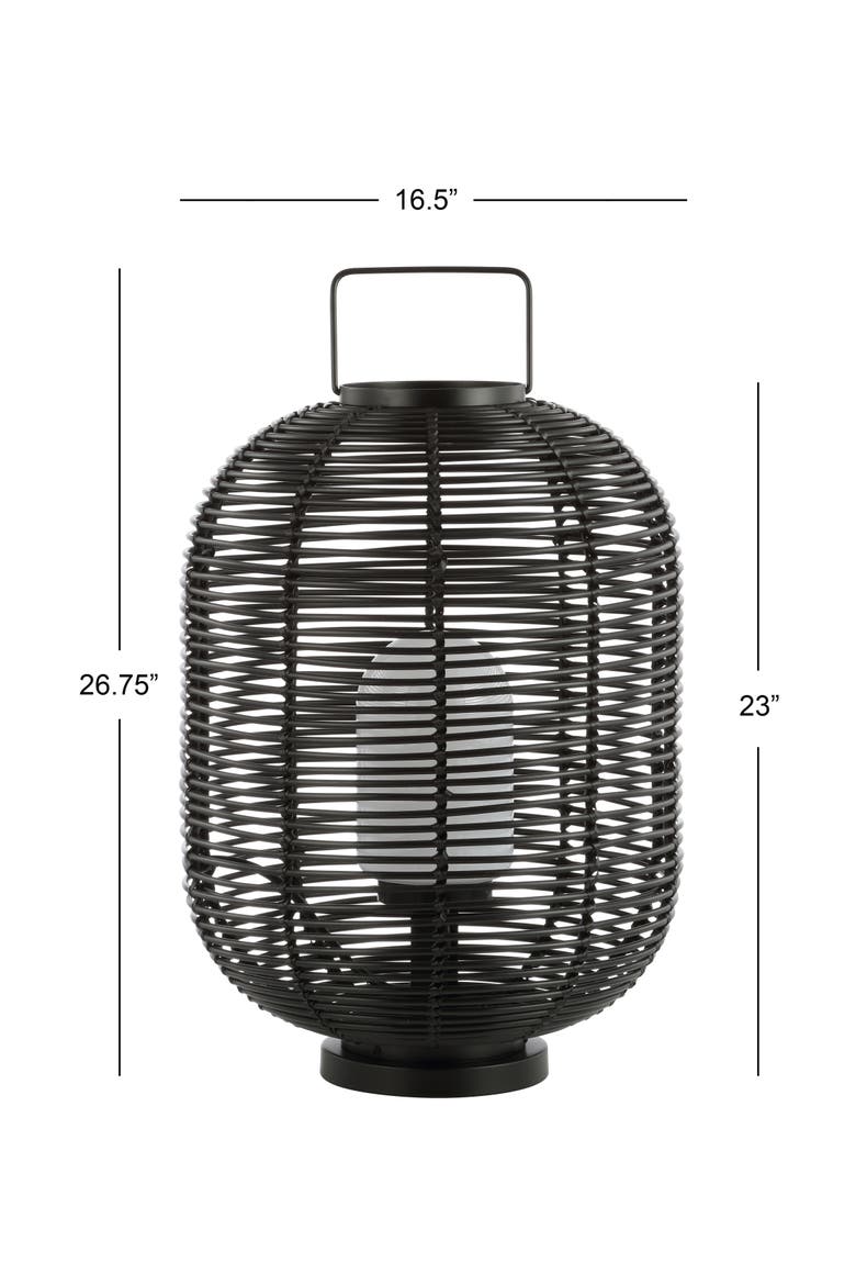 Kandella 26.7" Outdoor Woven Oval Asian LED Lantern, Black, Alternate, color, Black