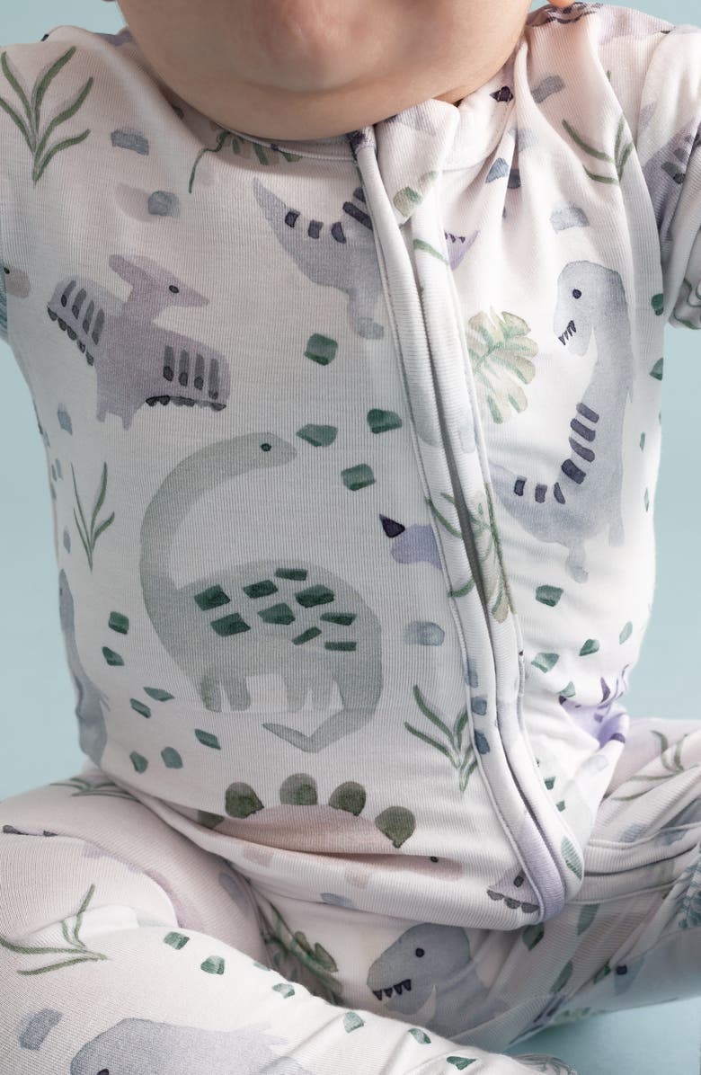 Posh Peanut Dino Print Zip Footie, Alternate, color, 