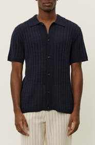 Les Deux Floyd Knit Short Sleeve Button-Up Shirt
