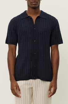 Les Deux Floyd Knit Short Sleeve Button-Up Shirt