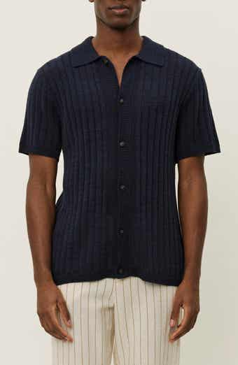 Les Deux Floyd Knit Short Sleeve Button-Up Shirt