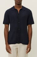 Les Deux Floyd Knit Short Sleeve Button-Up Shirt