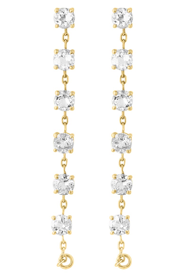 White Topaz Linear Drop Earrings, Alternate, color, GOLD
