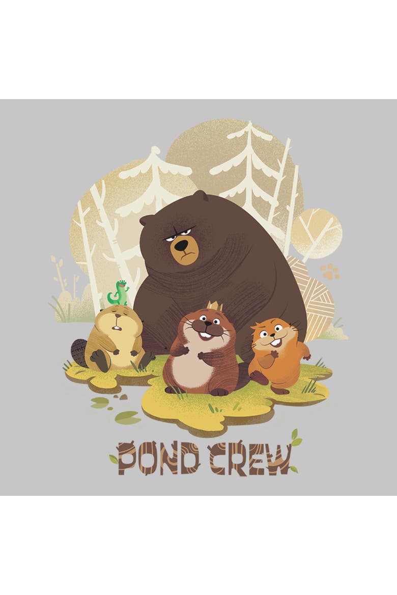 Junior's Hoppers Beaver Pond Crew  Graphic T-Shirt, Alternate, color, Athletic Heather