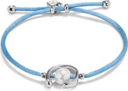 UNODE50 Blue Thread Bracelet with Pearl Shell Trimmings Plated in Sterling Silver