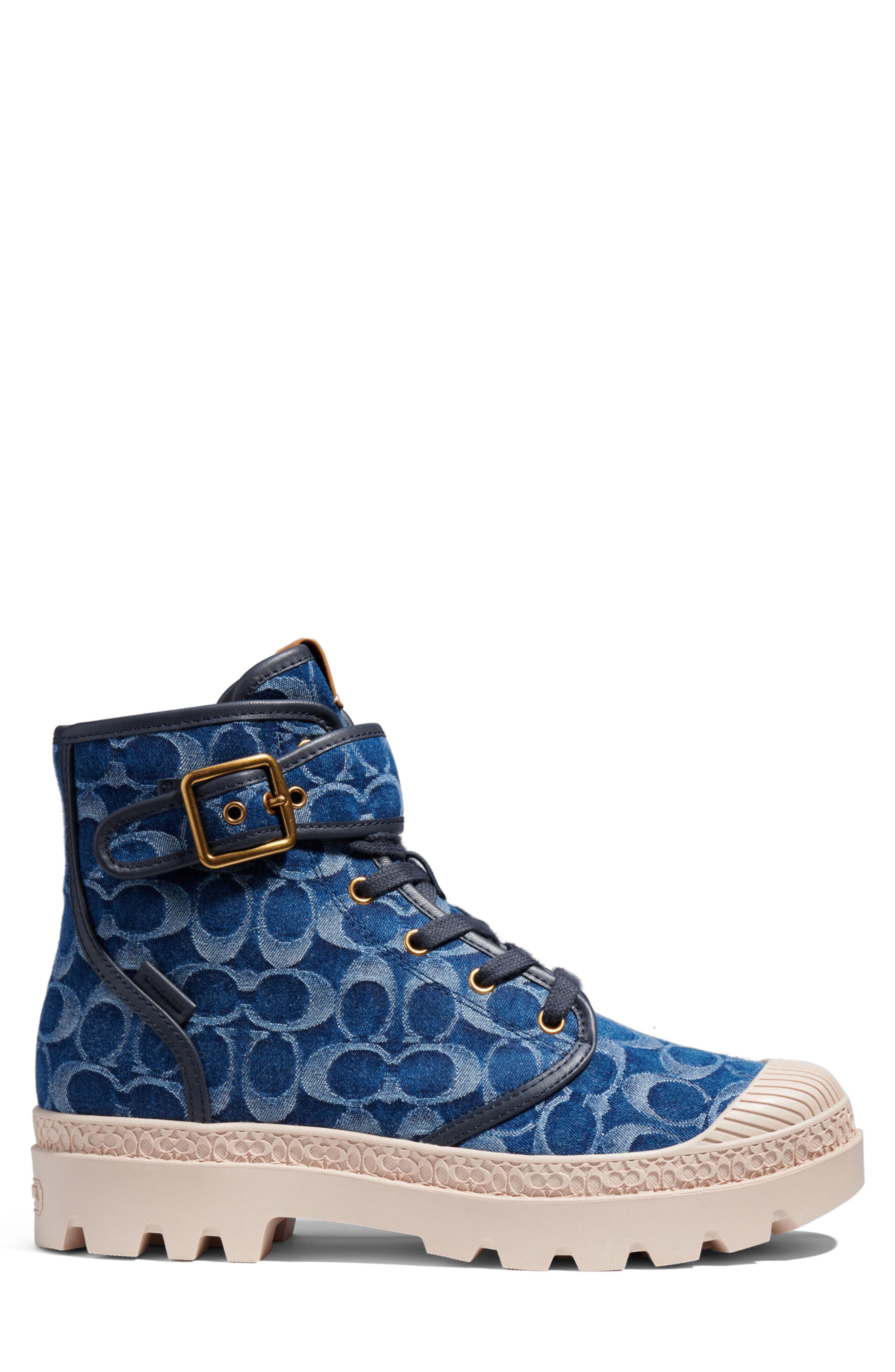 COACH Trooper Denim Combat Boot, Alternate, color, 