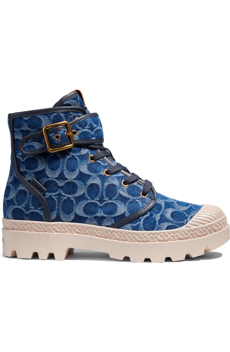 COACH Trooper Denim Combat Boot, Alternate, color,
