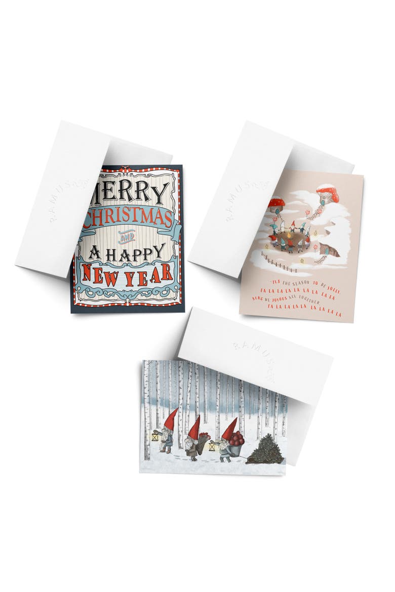 Holiday Winter Card Pack (3ct, Assorted) Falalalala, Gnome, Merry Christmas and a Happy New Year, Main, color, Multi-Pack