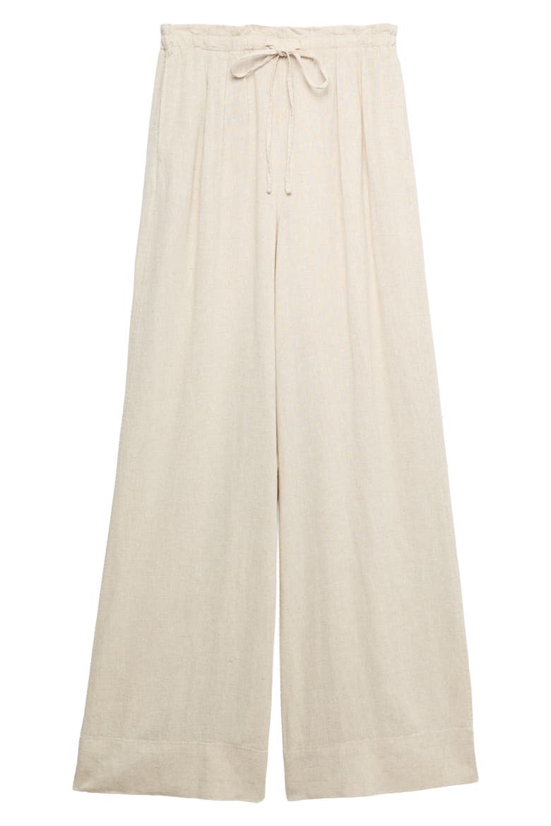 Linen Blend Wide Leg Drawstring Pants, Main, color, OATMEAL BEIGE