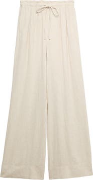 M&S Linen Blend Wide Leg Drawstring Pants