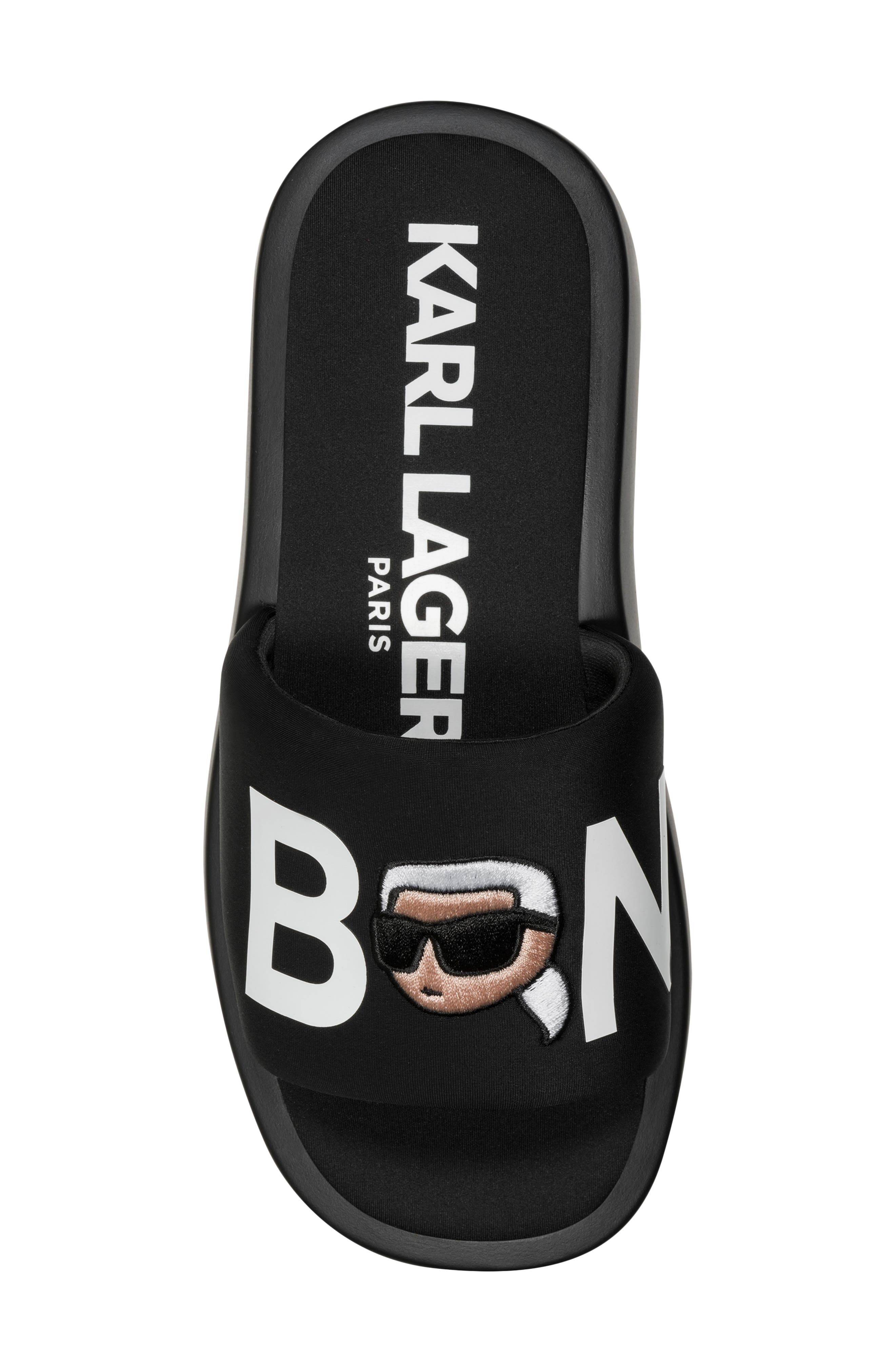 KARL LAGERFELD PARIS Opal Bonjour Platform Slide Sandal, Alternate, color, Black