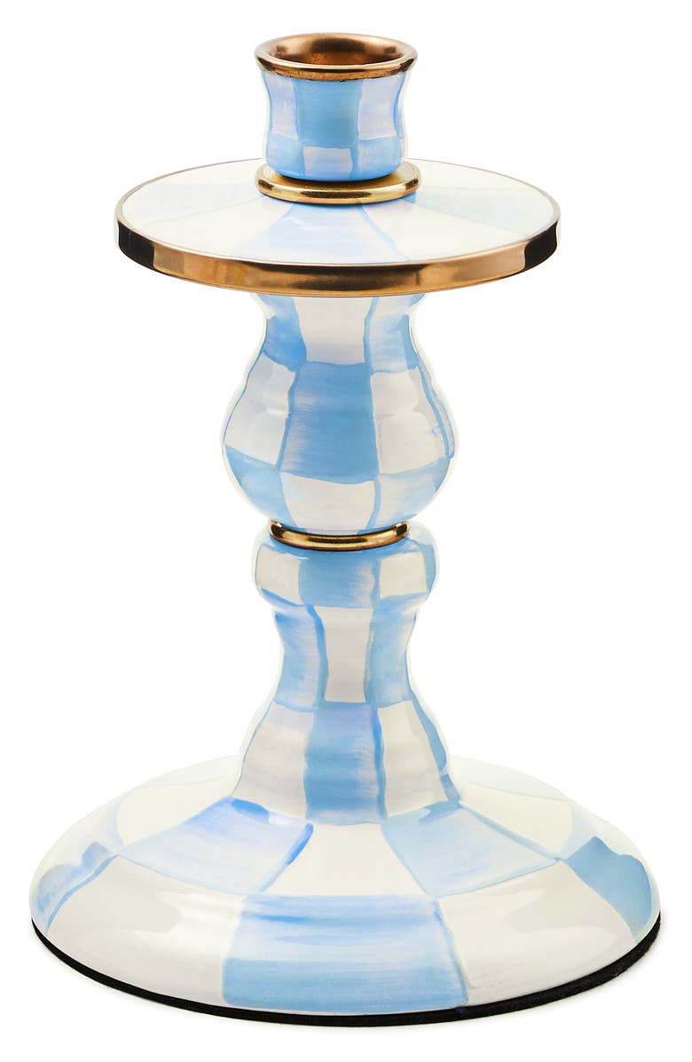 MACKENZIE CHILDS Sky Check Small Candlestick, Main, color, Sky Check