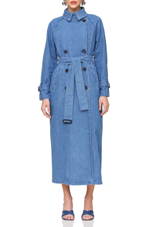 Shop Avec Les Filles Denim Trench Coat In Borboleta Wash