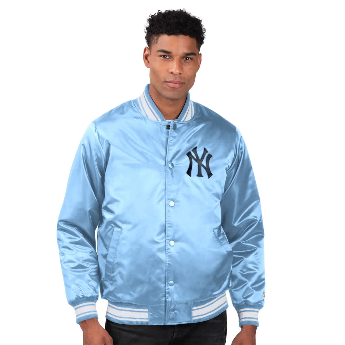 Men's Starter Light Blue New York Yankees Locker Room Satin Full