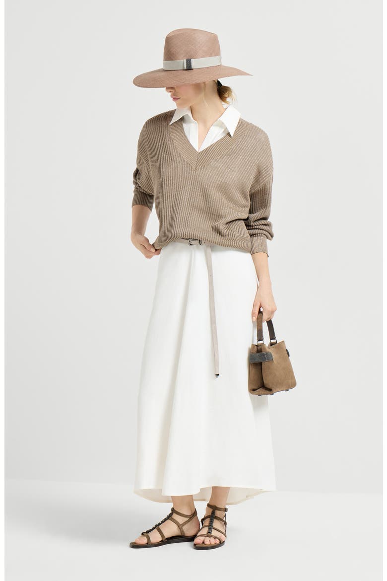 Twill dress with monili, Alternate, color, White